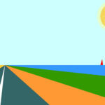 road by the sea with two sailboats b